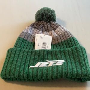 NFL New York Jets Men’s Cuffed Knit Beanie with Pom Football Game Size OS